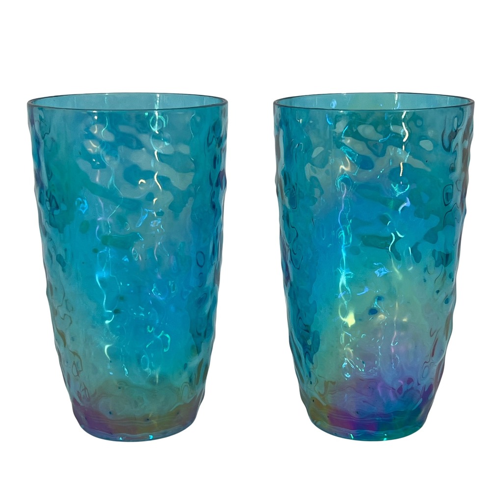 Better Homes & Gardens 24oz Tumbler Teal Rainbow Luster Iridescent Set of 2